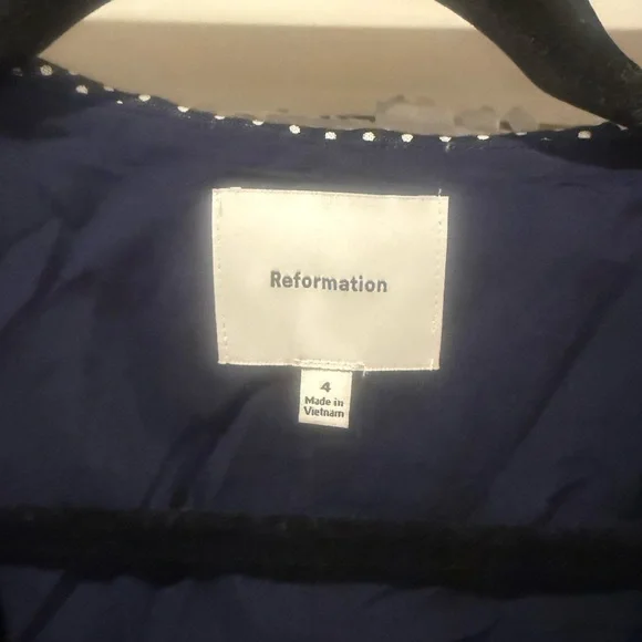 Reformation Soraya Linen Dress - Navy - Picture 4 of 5